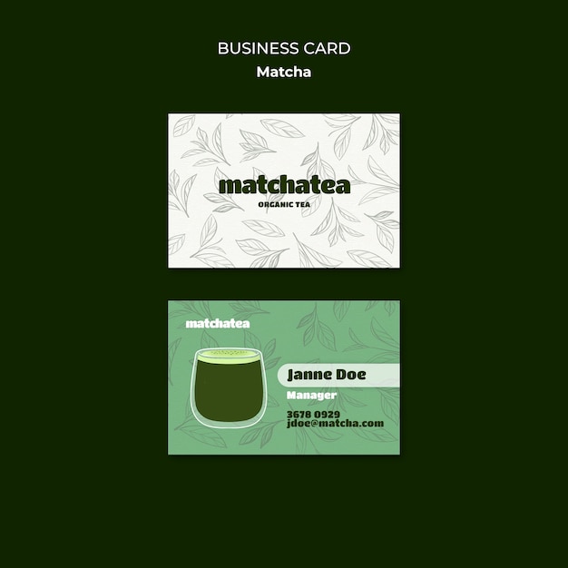 PSD gratuit une carte de visite pour boire du thé matcha.