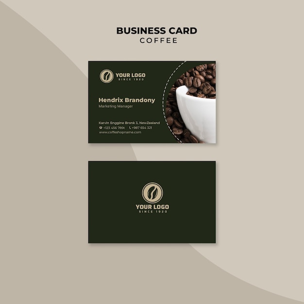 PSD gratuit carte de visite professionnelle de café