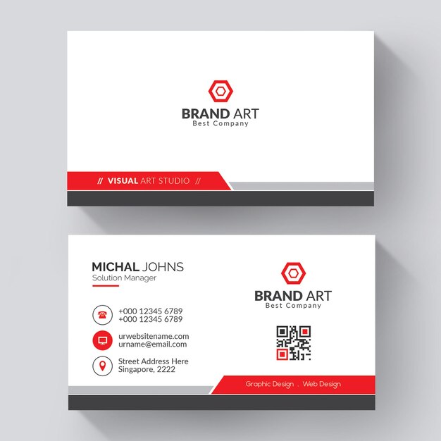 Carte de visite professionnelle avec détails rouges