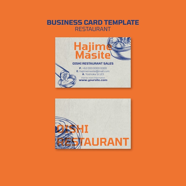 PSD gratuit carte de visite d'un restaurant de nourriture délicieuse