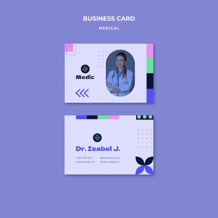 PSD gratuit carte de visite de soins médicaux géométriques
