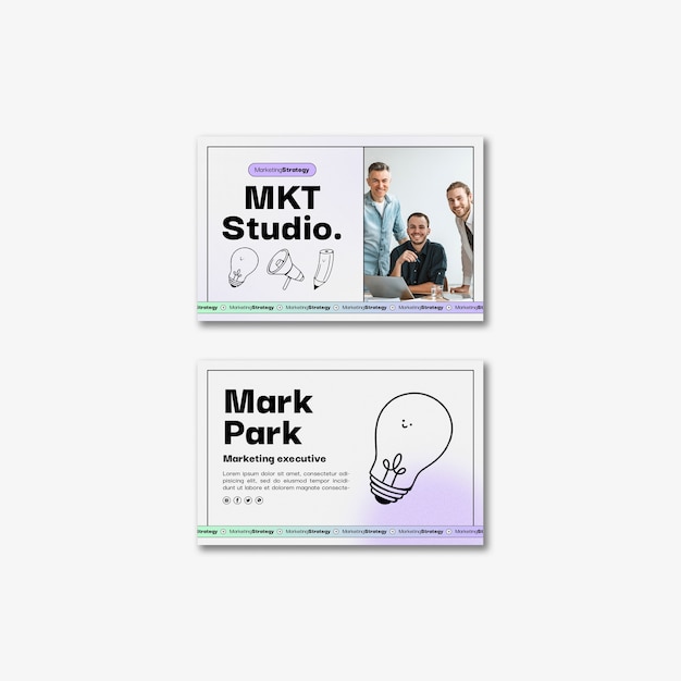 PSD gratuit carte de visite de studio de marketing dessiné à la main