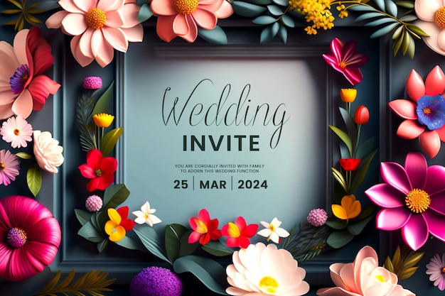 Cartes De Voeux D'invitation De Mariage Moderne De Style Floral 3d Style Vintage élégant