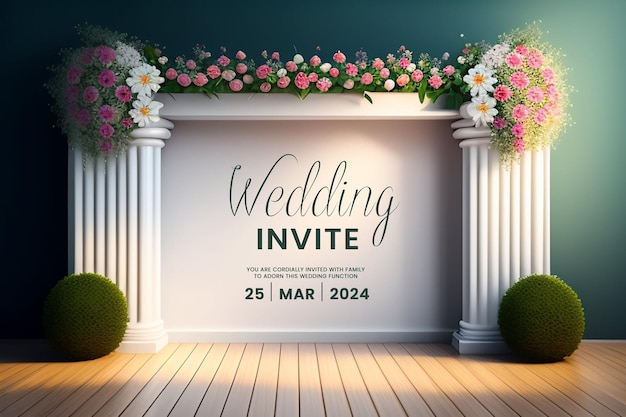 PSD gratuit cartes de voeux d'invitation de mariage style vintage élégant