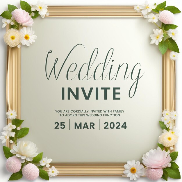 PSD gratuit cartes de voeux d'invitation de mariage style vintage élégant