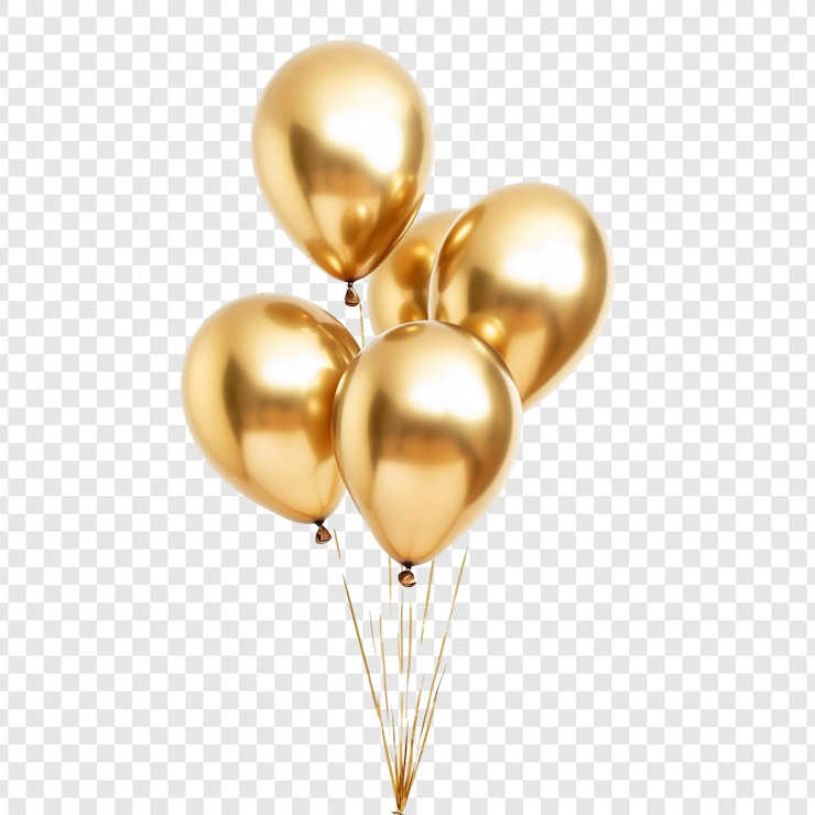 PSD gratuit célébration des ballons dorés un groupe festif de ballons brillants