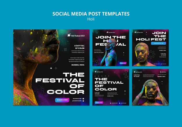 Célébration du festival de Holi sur Instagram