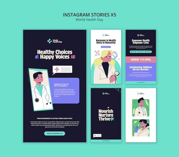 PSD gratuit célébration de la journée mondiale de la santé sur instagram