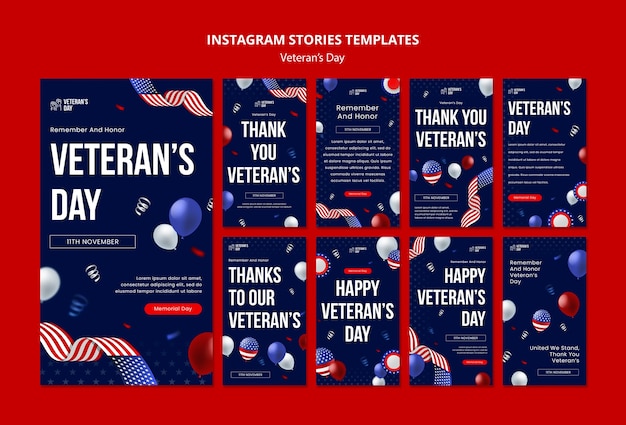 PSD gratuit célébration de la journée des vétérans sur instagram