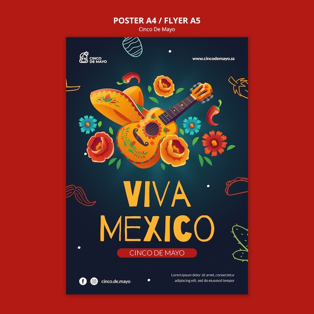 Célébrez le modèle d'affiche de cinco de mayo
