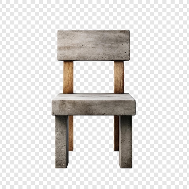 PSD gratuit chaise en ciment avec siège en bois isolé sur fond transparent