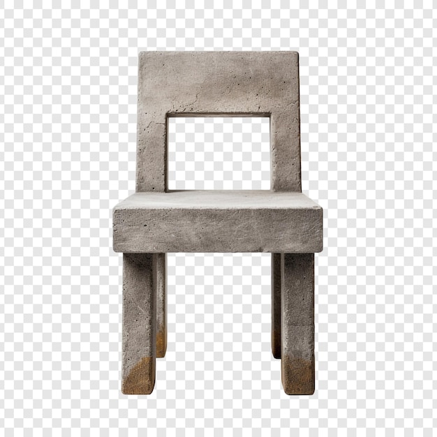 PSD gratuit chaise en ciment avec siège en bois isolé sur fond transparent