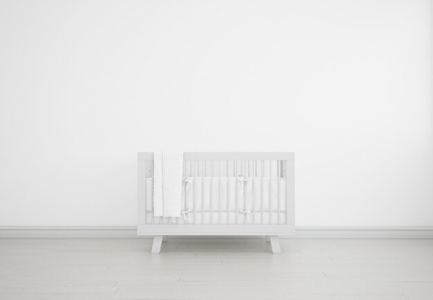 chambre de bébé blanc réaliste avec un berceau