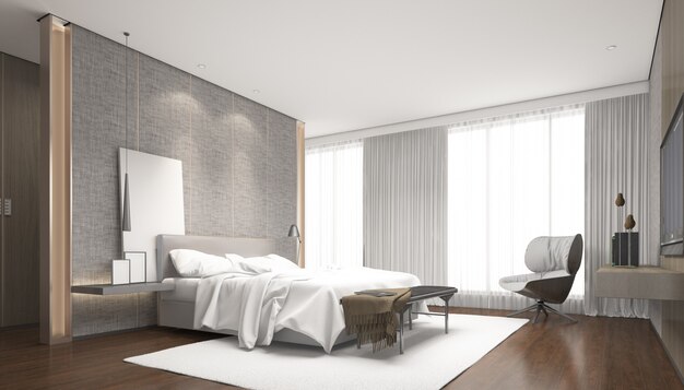 chambre double moderne et lumineuse avec mobilier