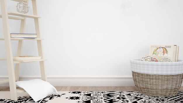 Chambre Avec éléments Décoratifs Et Mur Blanc Avec Fond