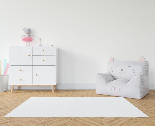 PSD gratuit chambre d'enfant avec tapis blanc