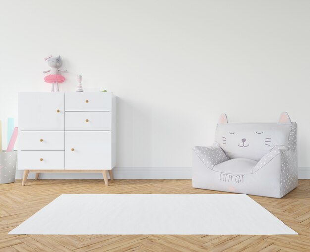 Chambre d'enfant avec tapis blanc