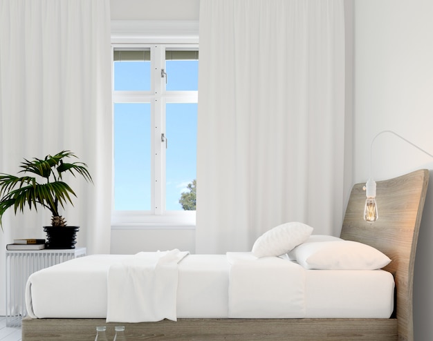 Chambre avec lit et plante