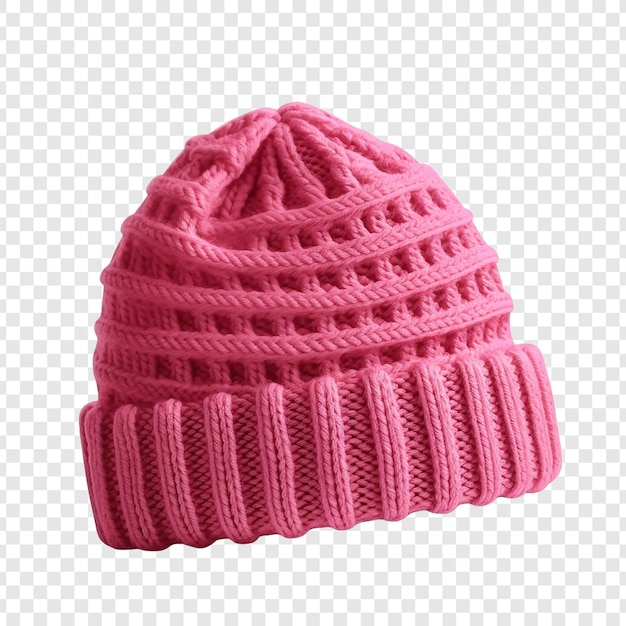 PSD gratuit chapeau tricoté de couleur rose isolé sur fond transparent