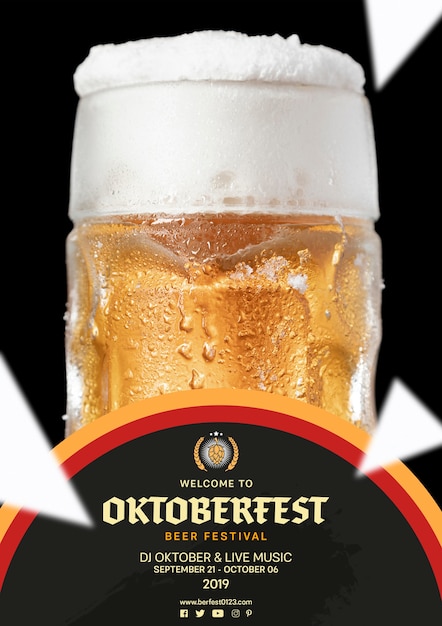 PSD gratuit chope à bière oktoberfest avec mousse