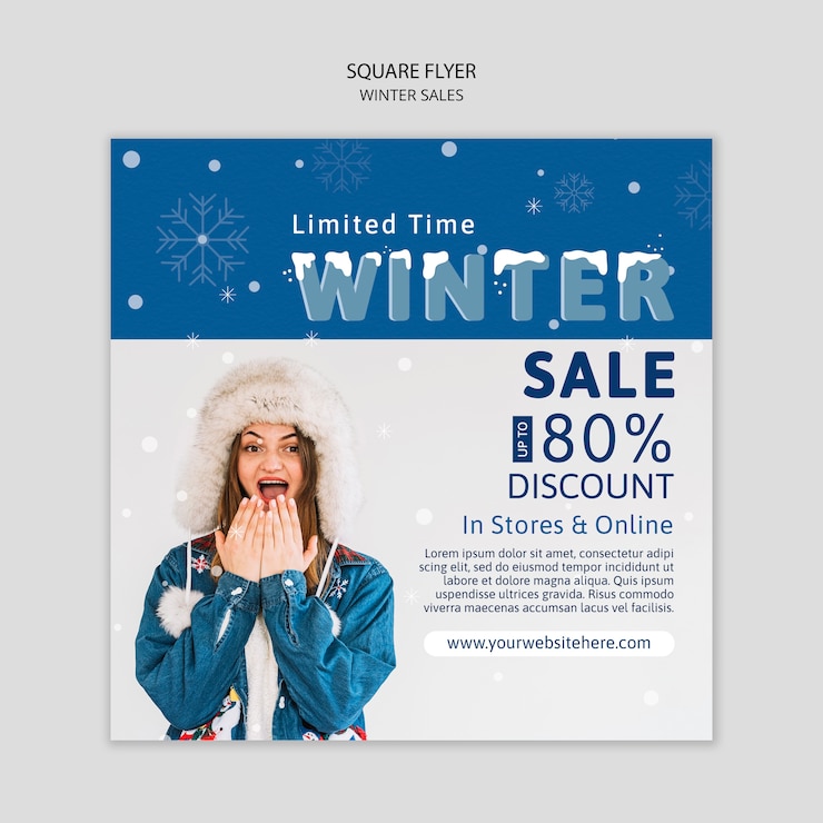 PSD gratuit circulaire des soldes d'hiver avec rabais