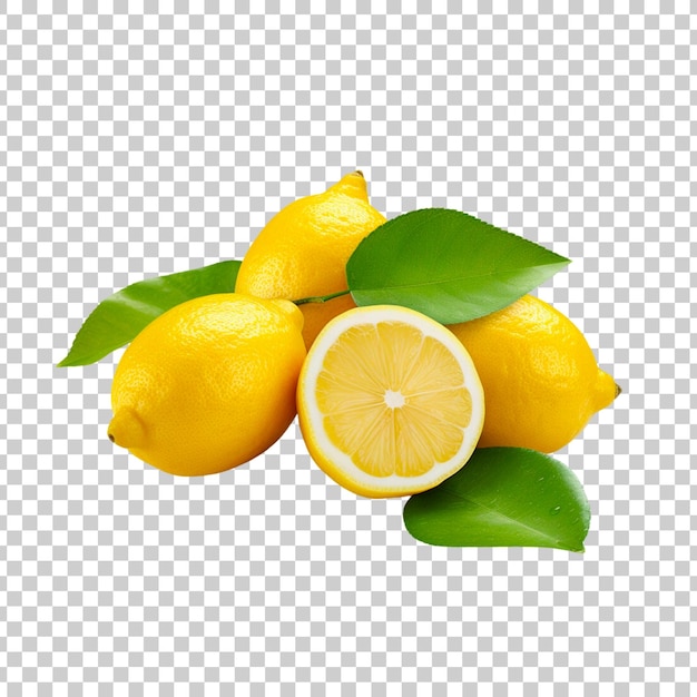 Citron Et Tranches De Citron Isolées Sur Un Fond Transparent