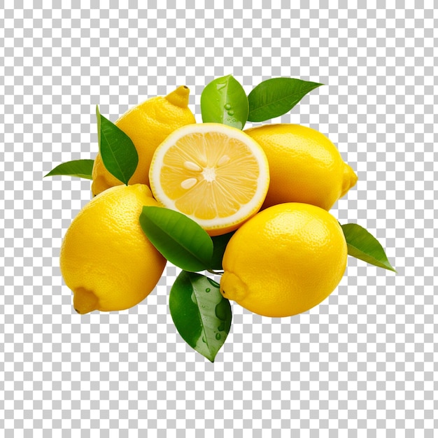 PSD gratuit citron et tranches de citron isolées sur un fond transparent