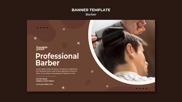 PSD gratuit client de coiffeur professionnel à la bannière du salon de coiffure