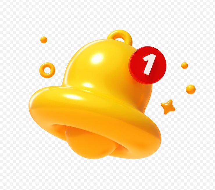 PSD gratuit cloche de notification avec une icône de message 3d