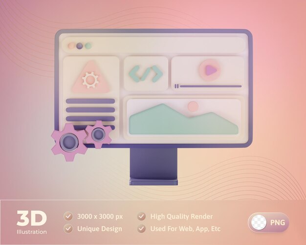 Codage de site Web avec illustration 3d par ordinateur