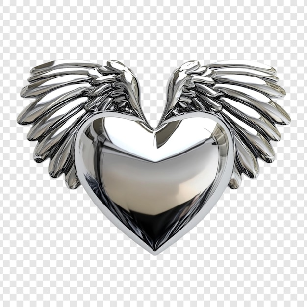 Le cœur en chrome avec des ailes, symbole d'amour et de liberté