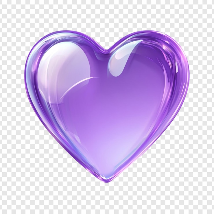 PSD gratuit le cœur de verre violet est un symbole d'amour et d'affection