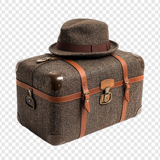 Un coffre de voyage vintage avec un chapeau de tweed Un voyage vous attend