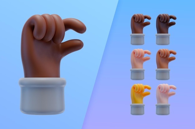 Collection 3d avec des mains faisant un petit signe