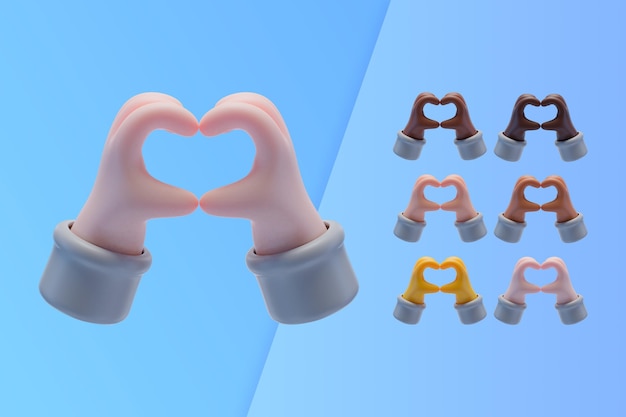 Collection 3d Avec Les Mains Faisant Le Symbole Du Coeur