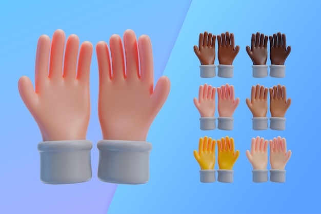 PSD gratuit collection 3d avec les mains montrant les paumes ensemble