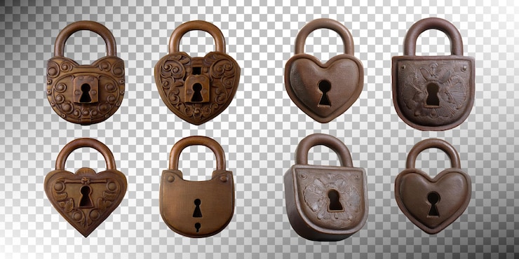 PSD gratuit collection de cadenas en forme de cœur vintage