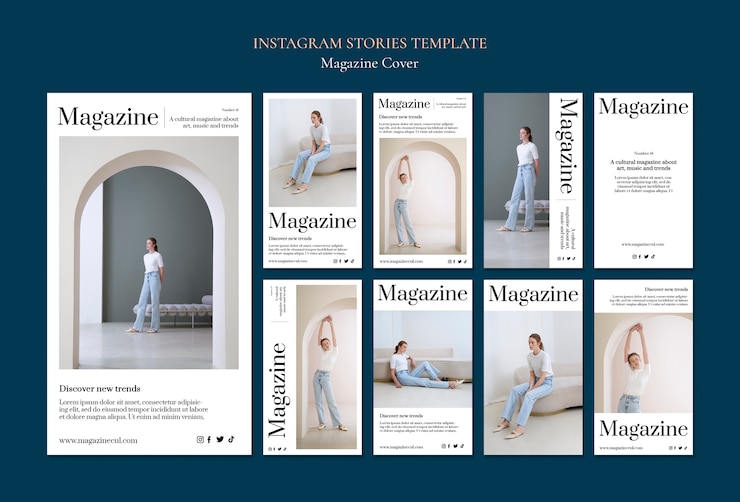 PSD gratuit collection d'histoires instagram d'affaires de magazine