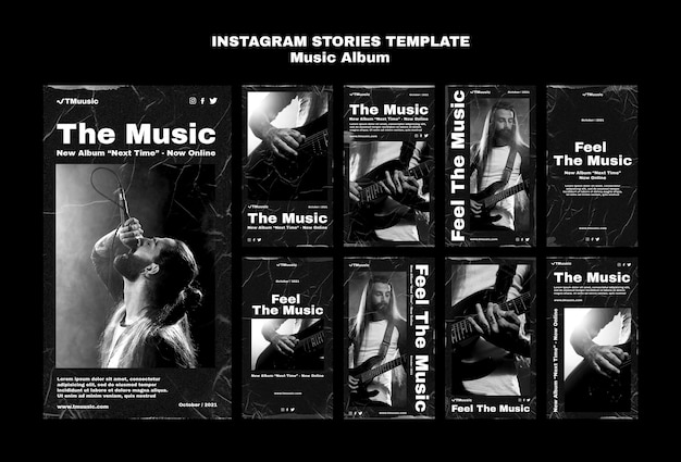 PSD gratuit collection d'histoires instagram d'album de musique