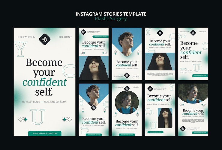 PSD gratuit collection d'histoires instagram de la clinique de chirurgie plastique