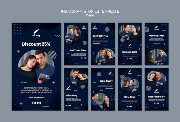 PSD gratuit collection d'histoires instagram avec couple pour cave
