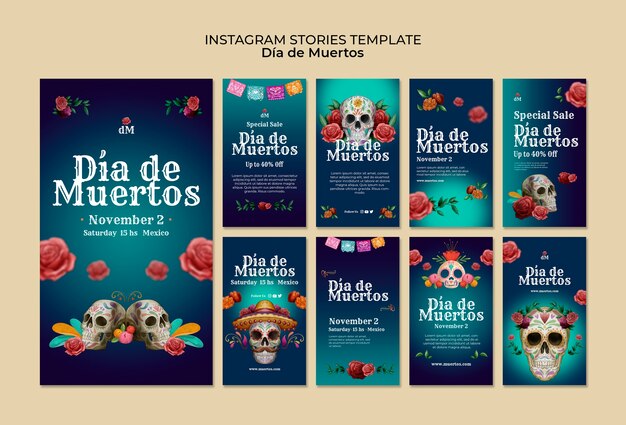 Collection d'histoires instagram Día de muertos