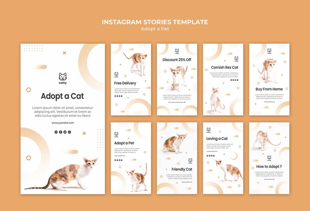 Collection d'histoires Instagram pour adopter un animal de compagnie