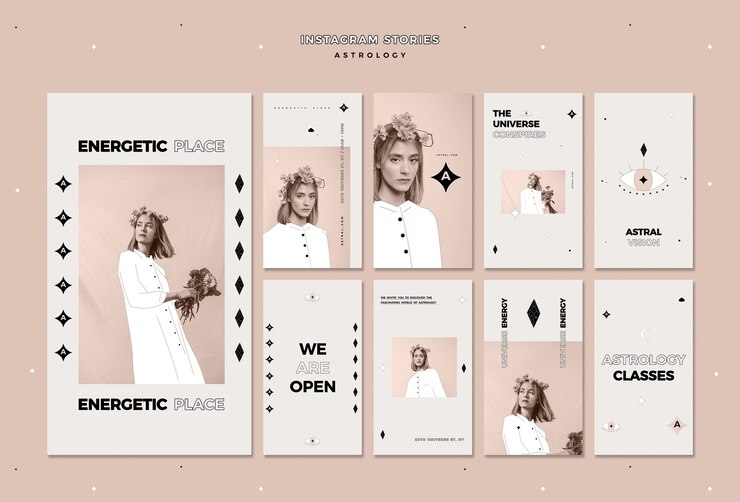 PSD gratuit collection d'histoires instagram pour l'astrologie