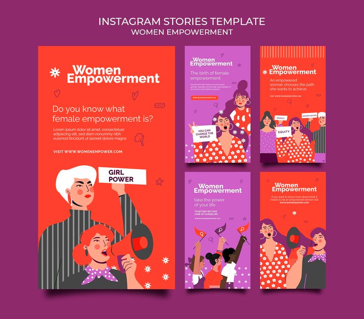 PSD gratuit collection d'histoires instagram pour l'autonomisation des femmes