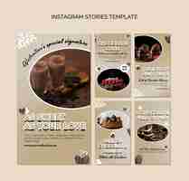 PSD gratuit collection d'histoires instagram pour les bonbons au chocolat