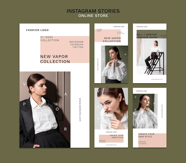 PSD gratuit collection d'histoires instagram pour une boutique de mode en ligne minimaliste