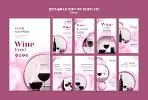 PSD gratuit collection d'histoires instagram pour la dégustation de vins