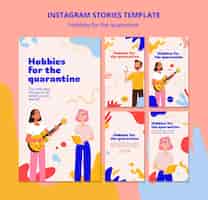 PSD gratuit collection d'histoires instagram pour les loisirs pendant la quarantaine