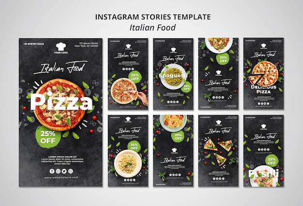 Collection D'histoires Instagram Pour Un Restaurant De Cuisine Italienne Traditionnelle